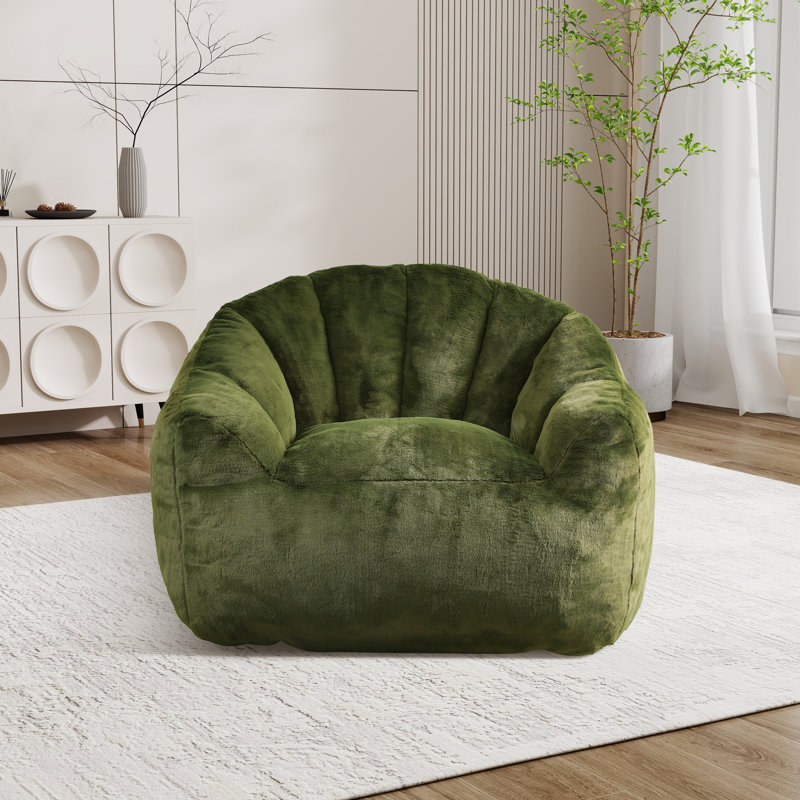 Bean Bag Chair,Tufted Lazy Sofa Comfy Chairs, Imitation fourrure verte