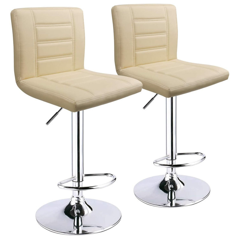 Adjustable Swivel 31.75" Bar Stool, Beige