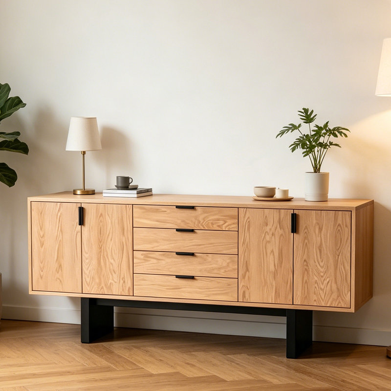 Armoire de vestibule de style Wabi-Sabi, H 31,1 po x l 70,9 po x P 20,9 po