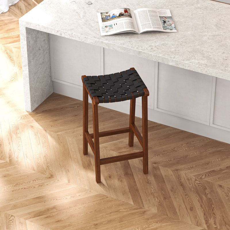Winnetka Genuine Leather Counter and Bar Stool, Bar Stool (29” Seat Height), Black