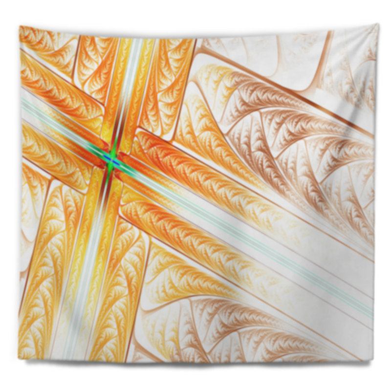 Tapisserie abstraite à motif de croix fractale brune, H 32 po x l 39 po