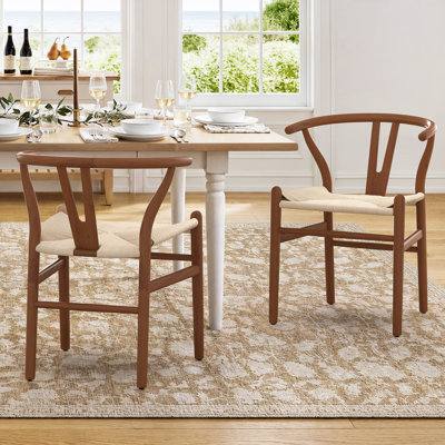 Solid Wood Woven Dining Chair, Full Assembled