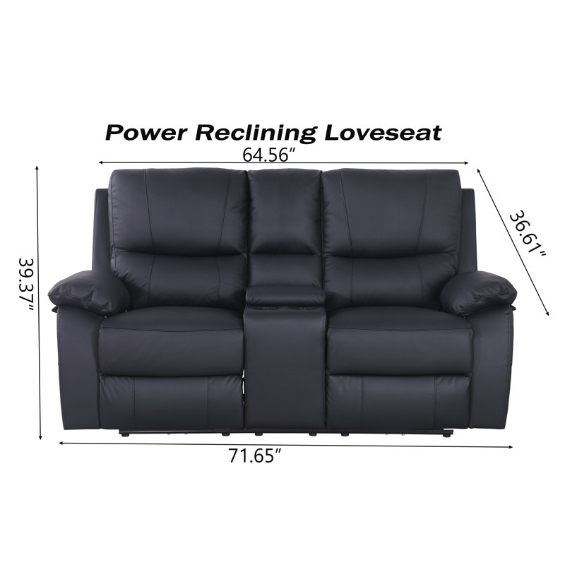 Britta 3 - Piece Leather Living Room Set, Black Genuine Leather