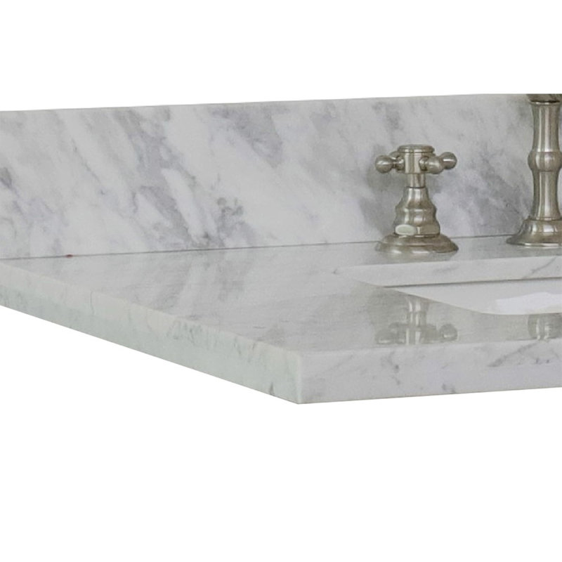 37'' White Carrara Marble Bathroom Vanity Top with Sink
