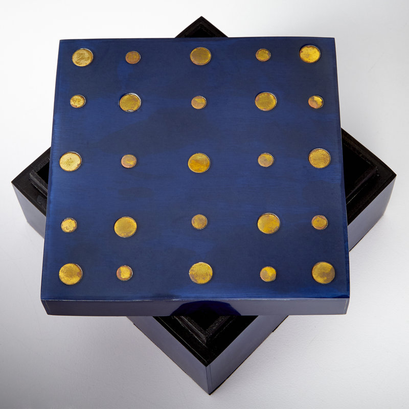 Dotty Wood Decorative Box, 2.5" H x 5.25" W x 5.25" D
