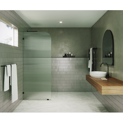 Aurora 30 in. x 78 in. Fully Frameless Fluted Radius Single Fixed Shower Panel