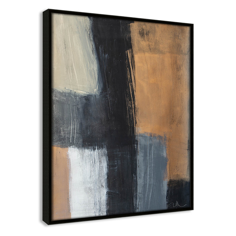 Calderon Karl Metallic Slate II par Print, Pas de tapis, Cadre flottant espresso, H 15,5 po x l 12,5 po x P 2 po