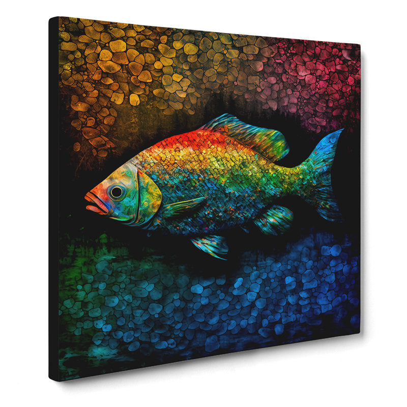 Fish Color Field Painting - Wrapped Canvas, 35cm H x 35cm W x 3cm D