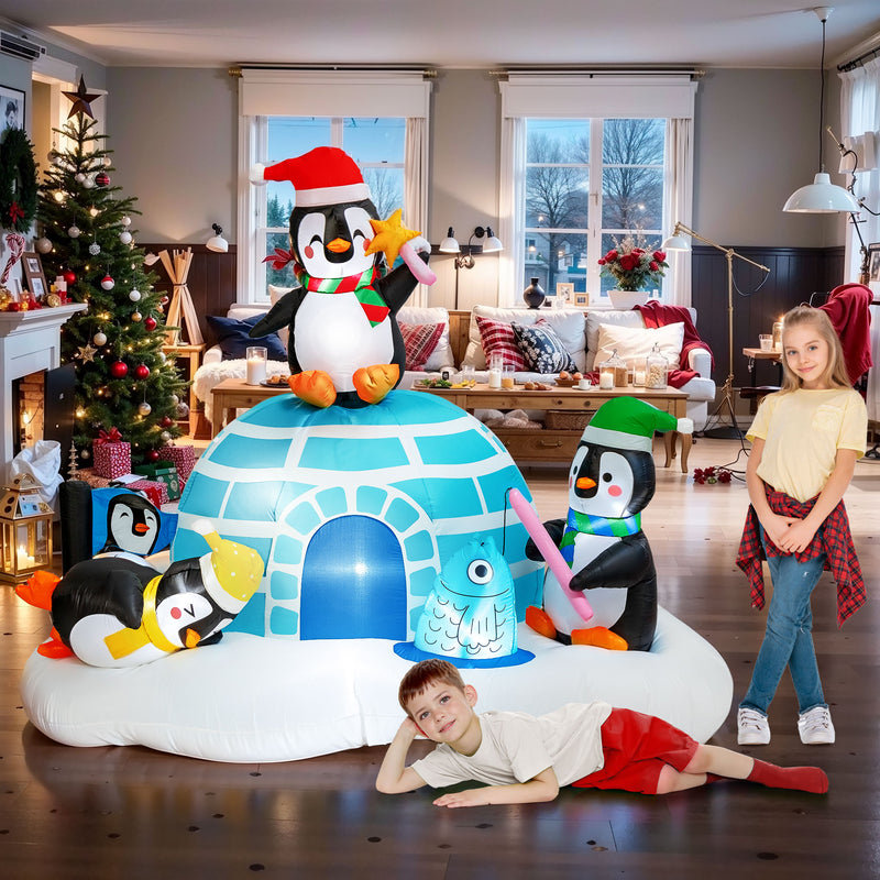 Pingouin de Noël avec igloo gonflable