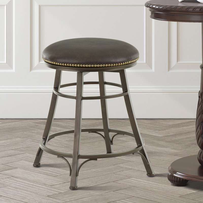 Ellis Island Swivel Upholstered Counter Stool with Metal Frame, Counter Stool (24" Seat Height)