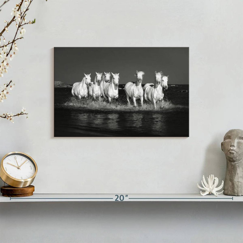 Chevaux de Camargue monochromes Brampt, H 8 po x l 12 po