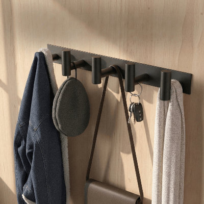 Modern Stainless Steel Wall Mounted Coat Rack with T-Hooks