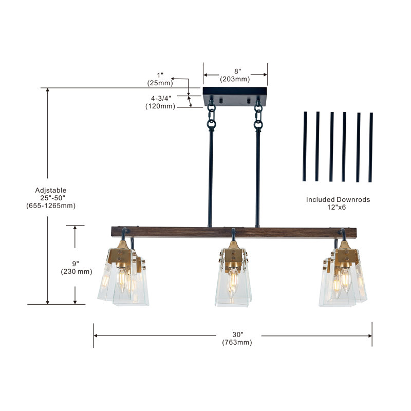 Salihah 6 - Light Kitchen Island Square / Rectangle Chandelier