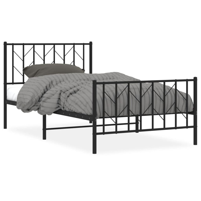 Metal Bed, Black, 100 x 190 cm