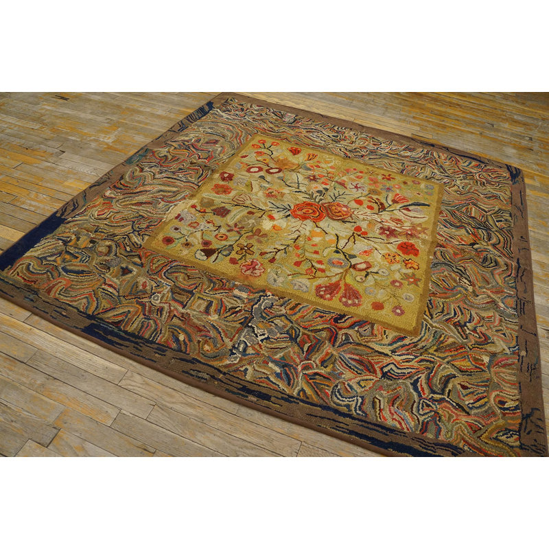 Antique American Hooked Rug Wool Multicolor