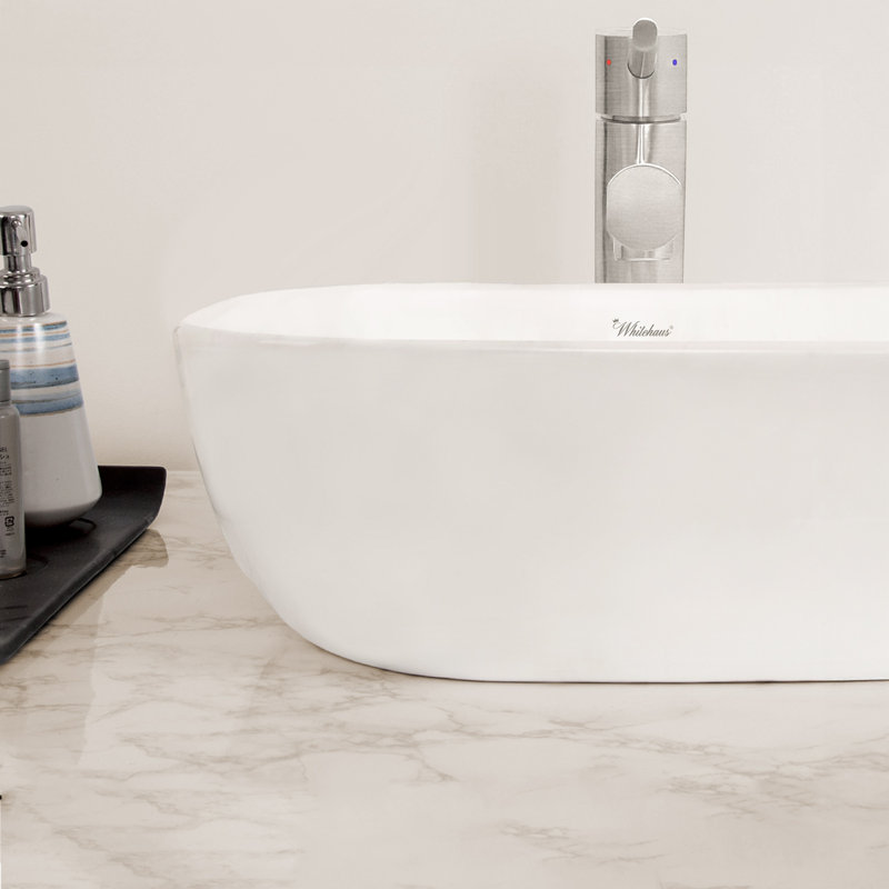 Whitehaus 17" Square Above Mount /Vessel Lavatory Basin, White, Plain