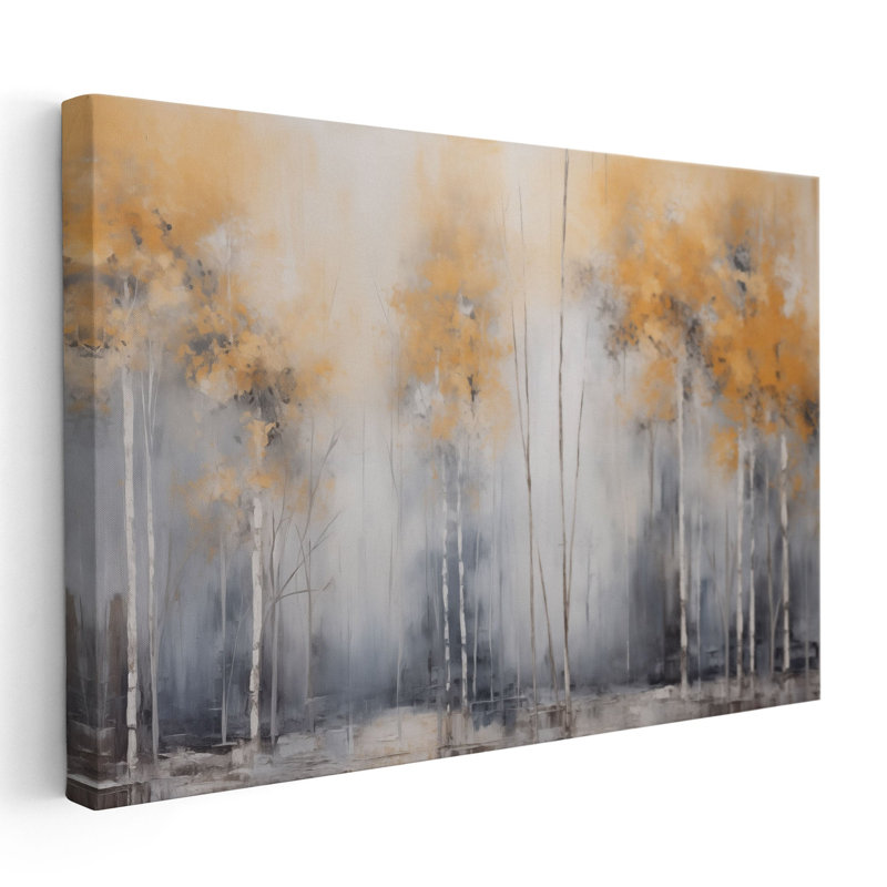 " Silvery Woodscape Melody ", Wrapped Canvas, 16" H x 24" W x 1.25" D