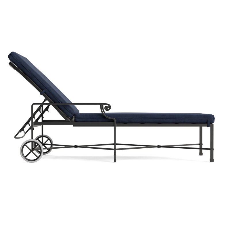 Venetian Outdoor Chaise Lounge, Textured Pewter, Fusion Neptune