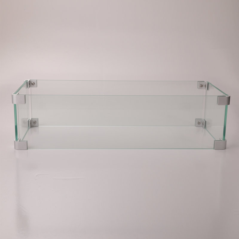 Accessoire de foyer rectangulaire rectangulaire, transparent, en verre, Lb