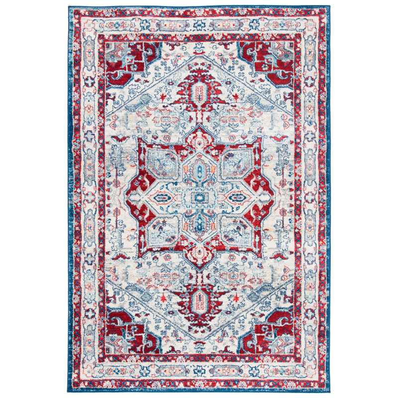 Tapis ivoire / rouge Aveon 852, Rectangle 3 pi x 5 pi