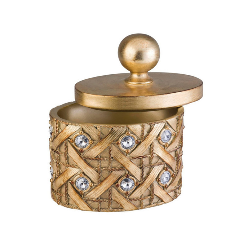 Grande boîte à bijoux 9 "en polyrésine" Malha "avec finition dorée