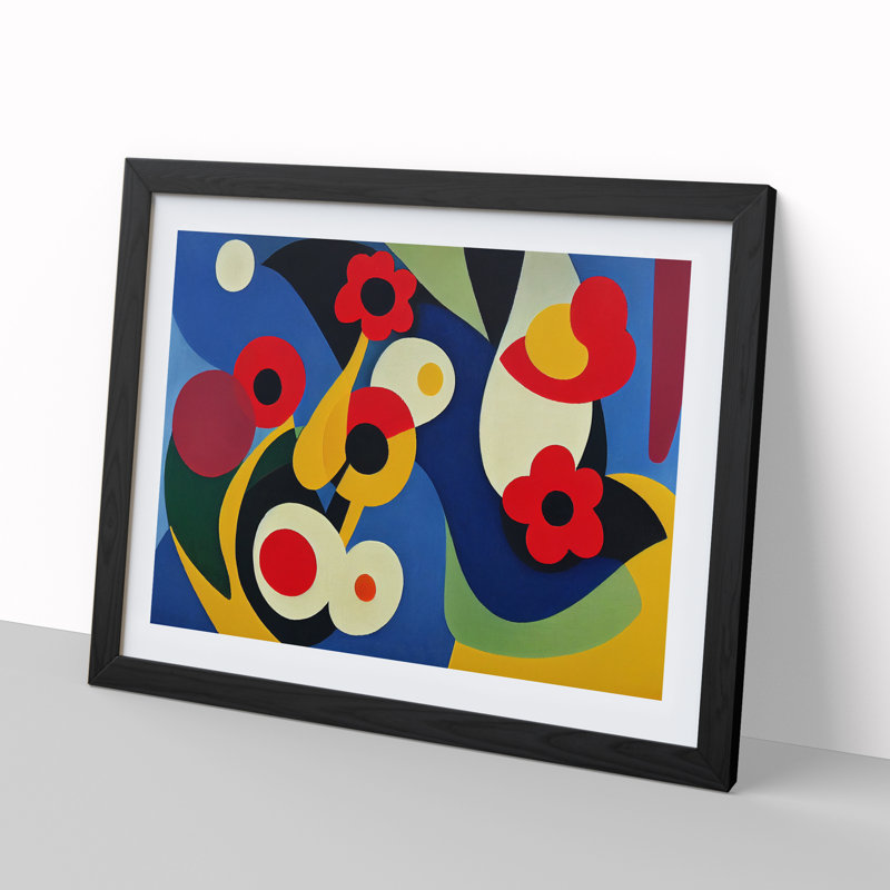 Dramatic Abstract Flowers - Single Picture Frame Print, Black Framed, 46cm H x 64cm W x 2cm D