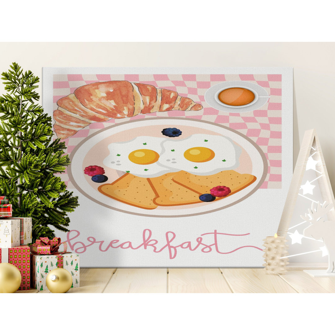 Pink Checkered Breakfast Canvas Wall Art