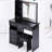 37" Middle Size Left Drawer Desktop Vanity Table + Cushioned Stool Dresser Set,2 AC+2 USB Socket,Hair Dryer Stand, Large Touch Control LED Sliding Mirror,3-color Switch