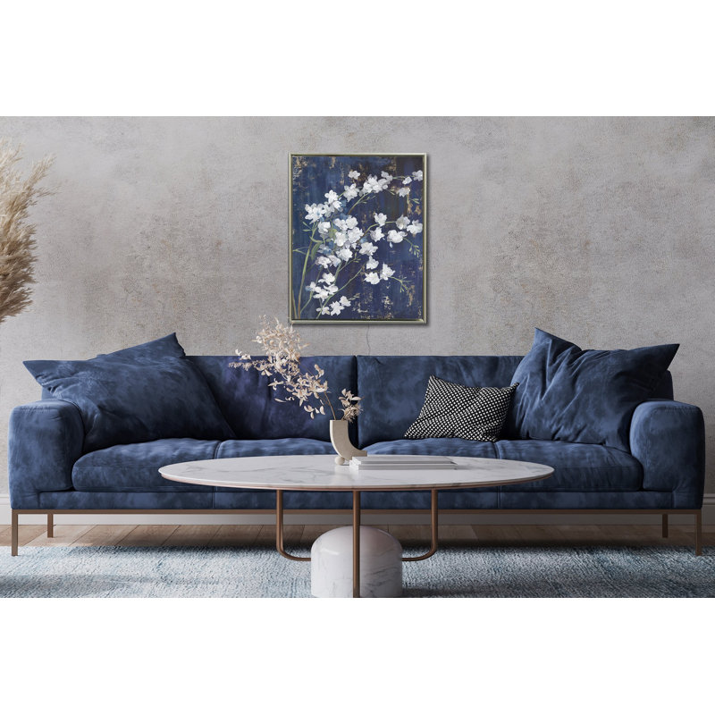Navy Blossoms II Canvas Wall Art