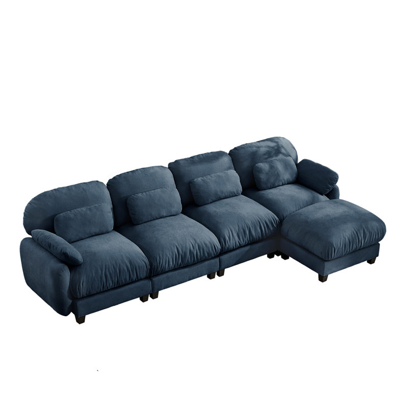 Canapé modulaire en L modulaire, Chenille bleu
