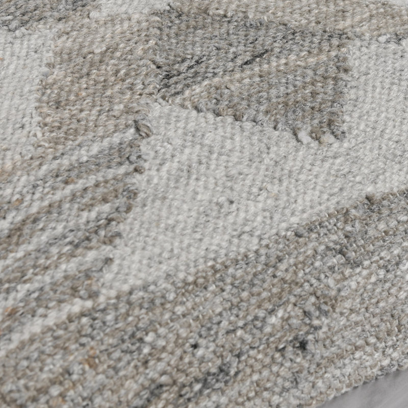 Gray and Beige Geometric Handwoven Outdoor Throw Pillow