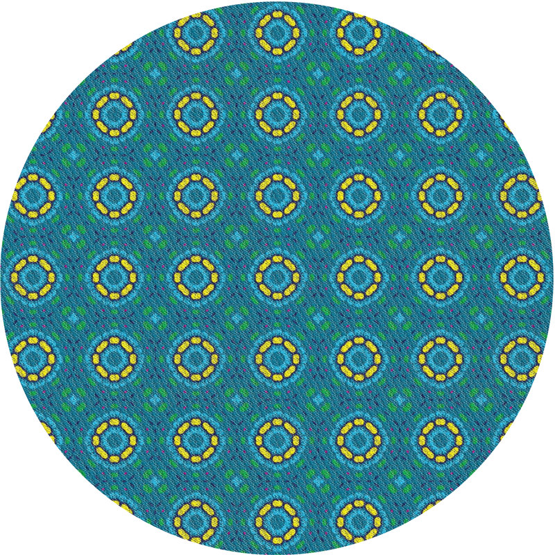 Tapis de zone bleue à motifs Branca, Rond 4 pi