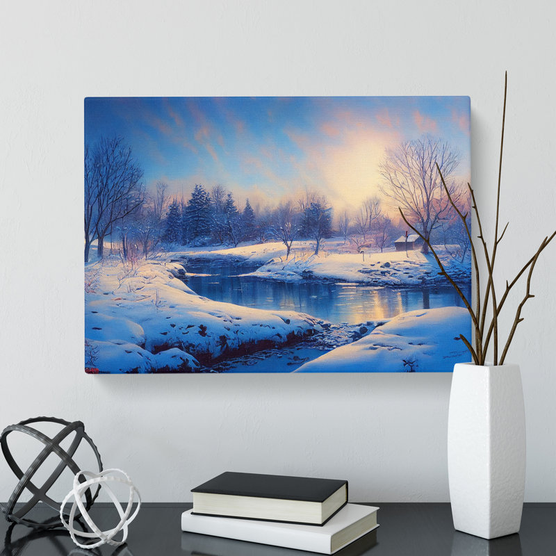 Winter Forest Stream - Wrapped Canvas