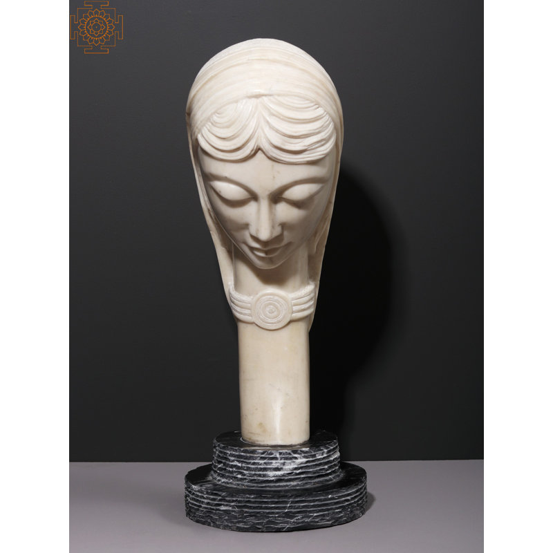 Statue de jardin Decor en marbre blanc et pierre noire