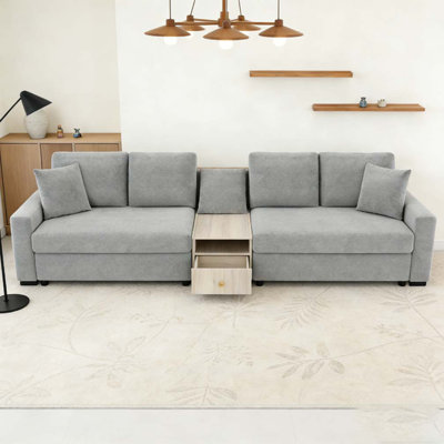Canapé modulaire rembourré avec accoudoirs et console centrale