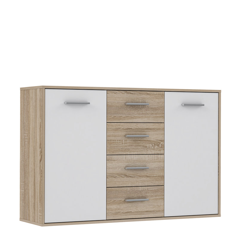 Ilbert 122.6cm Sideboard, White/Sonoma Oak