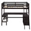 Lit mezzanine avec tablettes et bureau, lit mezzanine en bois avec bureau