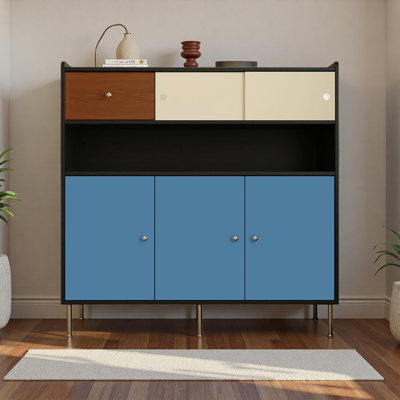 Multi-level storage cabinets and sideboards