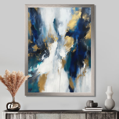 Indigo Awakening Abstract In Blue And Gold - Abstract Painting Large Wall Art
