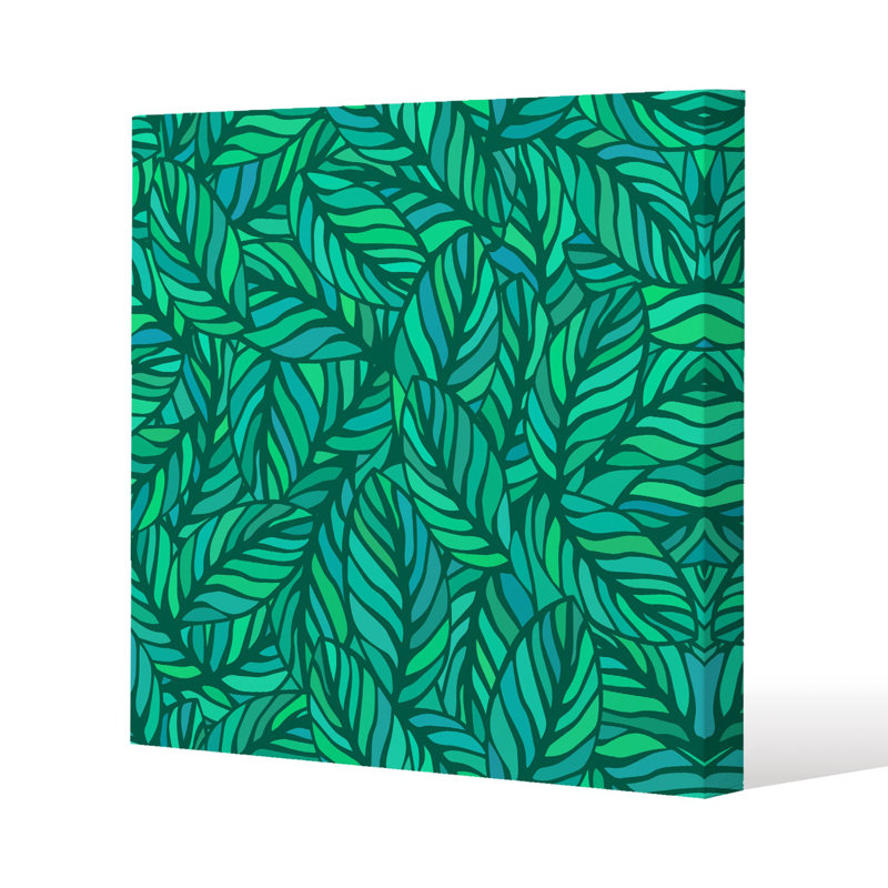 Leaves Pattern Slim Style Canvas Print, 15mm Slim Real wood., 30 cm H x 30 cm W