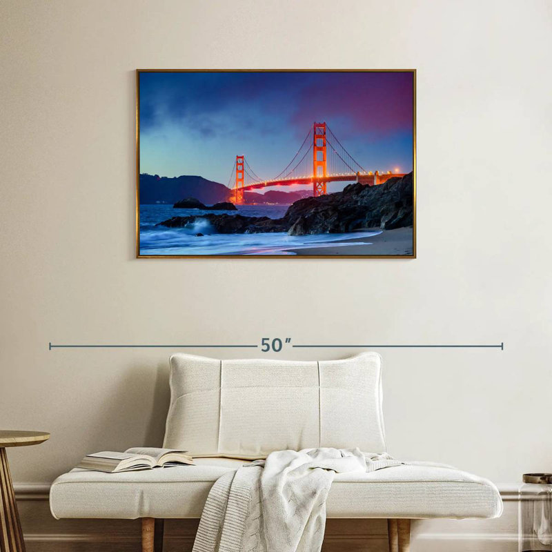 Baker Beach et le Golden Gate, Cadre flottant doré, 37 po x 25 po