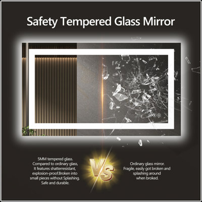 72x36 Inch Frameless LED Bathroom Mirror with Smart Dimming and Anti-Fog Functionality for Modern Bathrooms