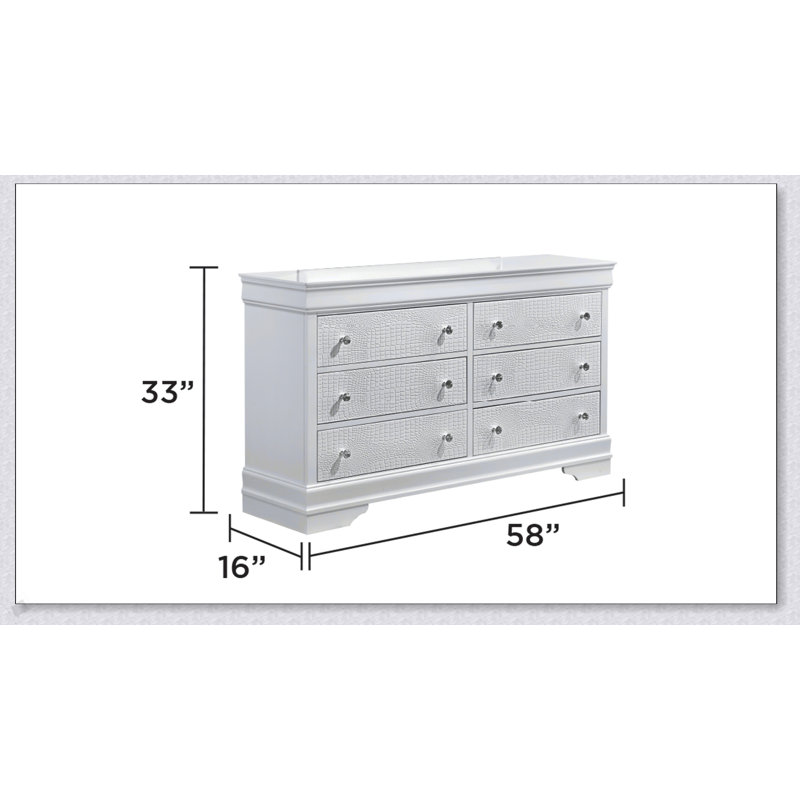 Commode en bois blanche à 6 tiroirs Blaze, Blanc