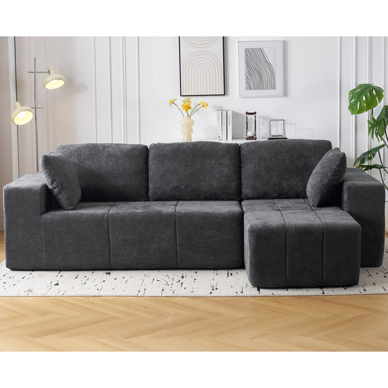 Canapé modulaire Boneless 105 po Cloud, canapé en chenille avec siège profond, sans assemblage requis., Gris