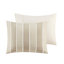 Housse de couette en coton très grand / très grand avec rayures multicolores contrastant taupe et bouton blanc