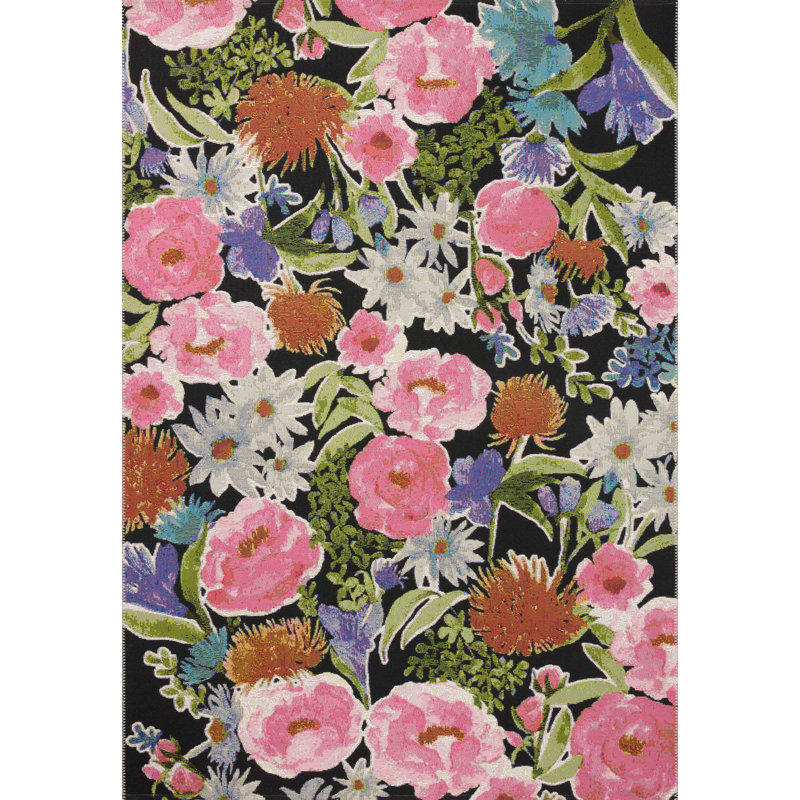 Loloi Botanical Black / Multi Area Rug, Rectangle 3'11" x 5'11"
