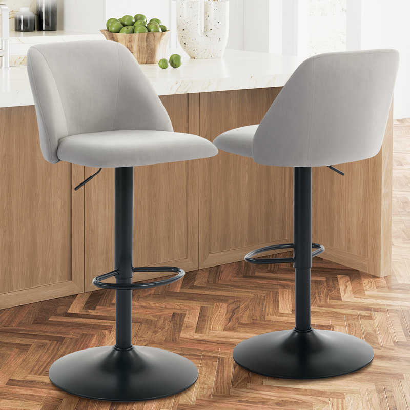 Swivel Bar Stool, Grey/Fabric