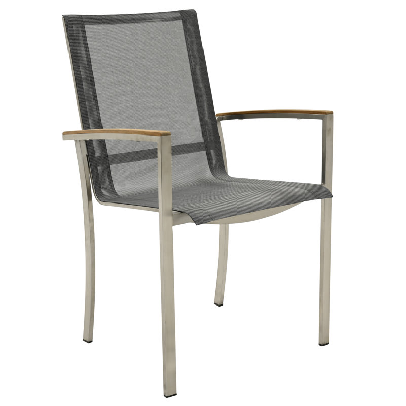 Avanti Stainless Steel Teak Outdoor Sling Stacking Armchair