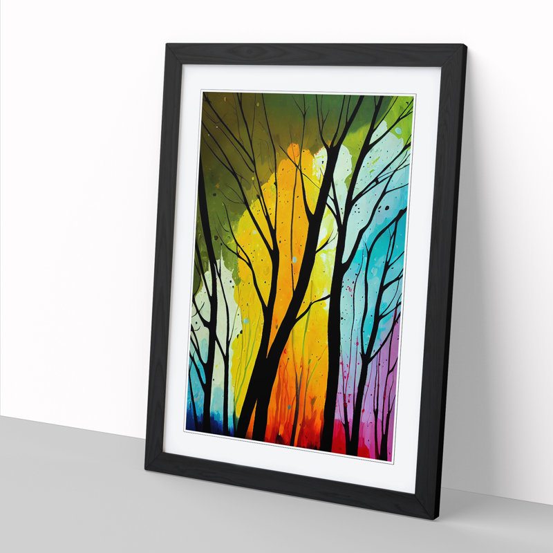 Spring Forest Splatter Vol.2 - Single Picture Frame Painting, Black, 64cm H x 46cm W x 2cm D