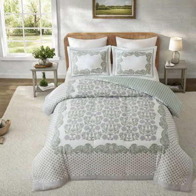 Ensemble de literie pour grand lit double, ensemble de couette réversible vert sauge